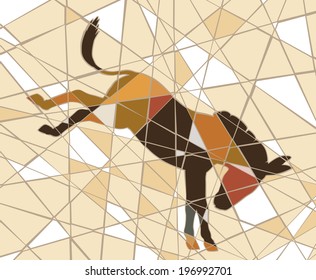 Editable vector mosaic illustration of a kicking donkey