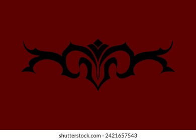 Editable vector motif in black on a red background, can be used for element, tattoo and ornament designs