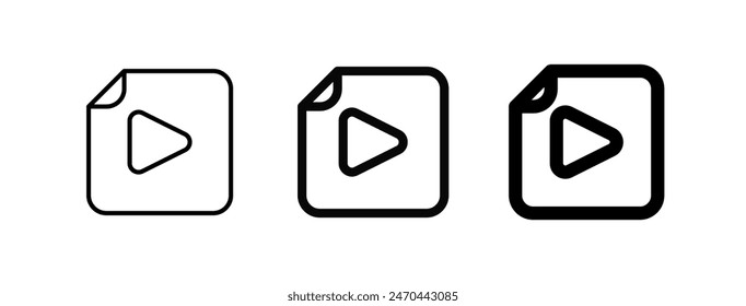 Editable vector multimedia file icon. Black, line style, transparent white background. Part of a big icon set family. Perfect for web and app interfaces, presentations, infographics, etc