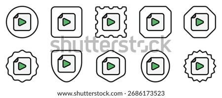 Editable vector multimedia file icon. Black, line style, transparent white background. Part of a big icon set family. Perfect for web and app interfaces, presentations, infographics, etc