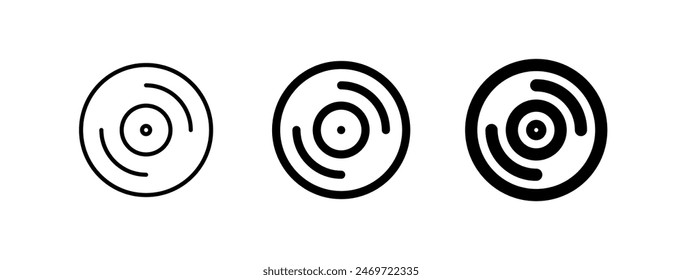 Editable vector music album vinyl icon. Black, transparent white background. Part of a big icon set family. Perfect for web and app interfaces, presentations, infographics, etc