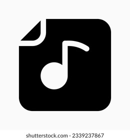 Editable vector music file icon. Black, line style, transparent white background. Part of a big icon set family. Perfect for web and app interfaces, presentations, infographics, etc