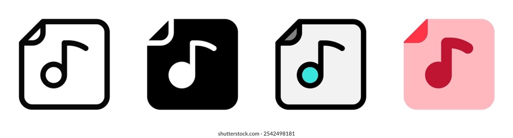 Icono de archivo de música de Vector editable. Negro, estilo de línea, fondo blanco transparente. Parte de una gran familia de iconos. Perfecto para interfaces de Web y App, presentaciones, infografías, etc