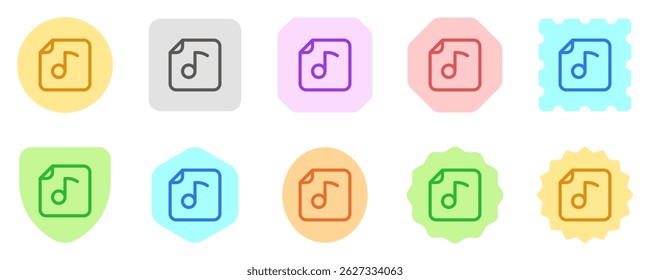 Editable vector music file icon. Black, line style, transparent white background. Part of a big icon set family. Perfect for web and app interfaces, presentations, infographics, etc