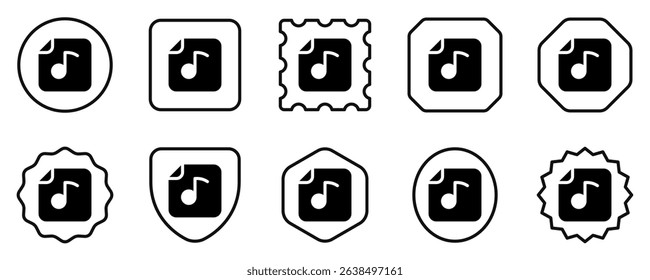 Editable vector music file icon. Black, line style, transparent white background. Part of a big icon set family. Perfect for web and app interfaces, presentations, infographics, etc