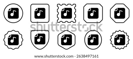 Editable vector music file icon. Black, line style, transparent white background. Part of a big icon set family. Perfect for web and app interfaces, presentations, infographics, etc
