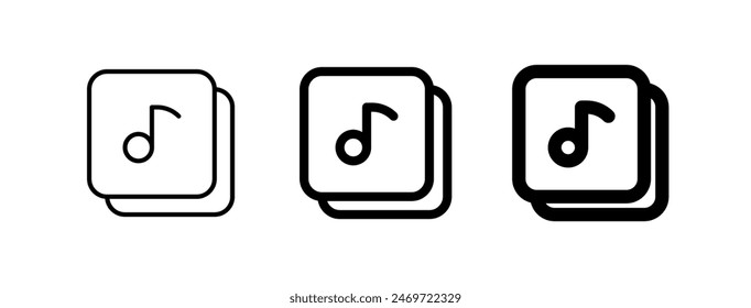 Icono de álbum de lista de reproducción de música de Vector editable. Fondo blanco negro, transparente. Parte de una gran familia de iconos. Perfecto para interfaces de Web y App, presentaciones, infografías, etc