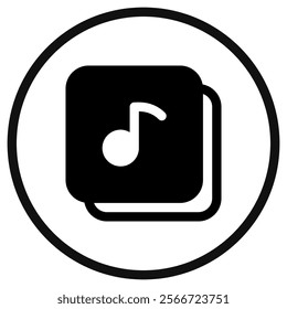 Editable vector music playlist album icon. Black, transparent white background. Part of a big icon set family. Perfect for web and app interfaces, presentations, infographics, etc