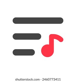 Icono de lista de reproducción de música de Vector editable. Fondo blanco negro, transparente. Parte de una gran familia de iconos. Perfecto para interfaces de Web y App, presentaciones, infografías, etc