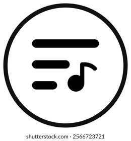 Editable vector music playlist icon. Black, transparent white background. Part of a big icon set family. Perfect for web and app interfaces, presentations, infographics, etc