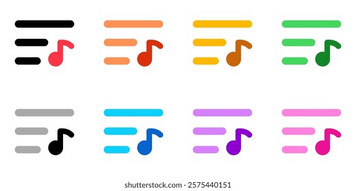 Editable vector music playlist icon. Black, transparent white background. Part of a big icon set family. Perfect for web and app interfaces, presentations, infographics, etc