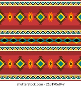 Editable Vector of Native American Geometrical Bright Illustration Pattern for Creating Background of Traditional Culture and History Related Design