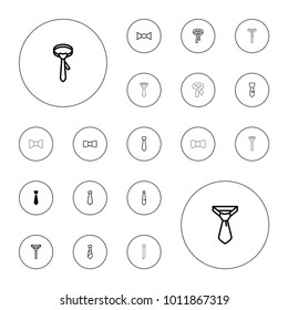Editable vector necktie icons: tie on white background.