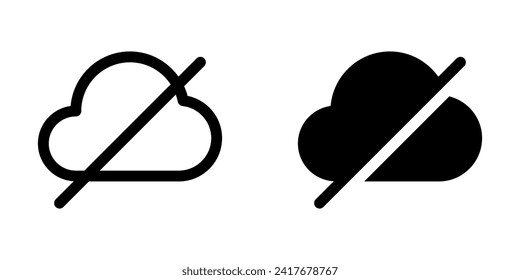 Editable vector no cloud connection icon. Black, line style, transparent white background. Part of a big icon set family. Perfect for web and app interfaces, presentations, infographics, etc