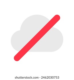 Editable vector no cloud connection icon. Black, line style, transparent white background. Part of a big icon set family. Perfect for web and app interfaces, presentations, infographics, etc