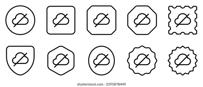 Editable vector no cloud connection icon. Black, line style, transparent white background. Part of a big icon set family. Perfect for web and app interfaces, presentations, infographics, etc