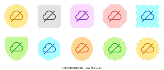 Editable vector no cloud connection icon. Black, line style, transparent white background. Part of a big icon set family. Perfect for web and app interfaces, presentations, infographics, etc