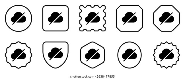 Editable vector no cloud connection icon. Black, line style, transparent white background. Part of a big icon set family. Perfect for web and app interfaces, presentations, infographics, etc