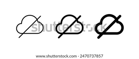 Editable vector no cloud connection icon. Black, line style, transparent white background. Part of a big icon set family. Perfect for web and app interfaces, presentations, infographics, etc