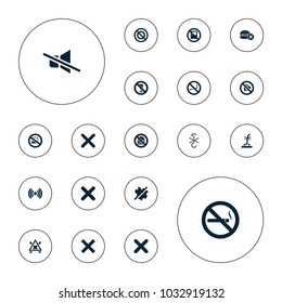 Editable vector no icons: no laptop, cancel, signal on white background.