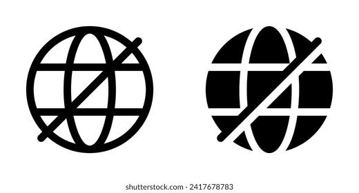 Editable vector no internet connection icon. Black, line style, transparent white background. Part of a big icon set family. Perfect for web and app interfaces, presentations, infographics, etc