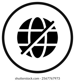 Editable vector no internet connection icon. Black, line style, transparent white background. Part of a big icon set family. Perfect for web and app interfaces, presentations, infographics, etc