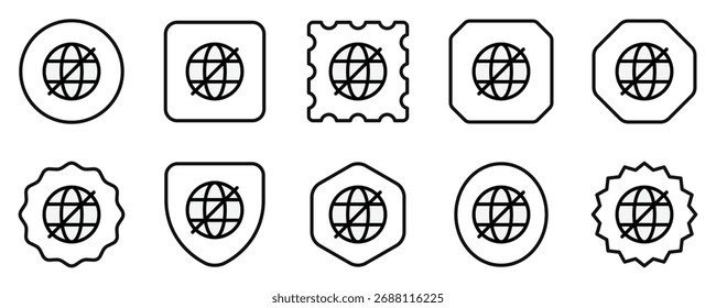 Editable vector no internet connection icon. Black, line style, transparent white background. Part of a big icon set family. Perfect for web and app interfaces, presentations, infographics, etc