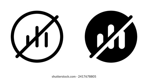 Vector editable sin icono de señal. Negro, estilo de línea, fondo blanco transparente. Parte de una familia de iconos grandes. Perfecto para interfaces web y de aplicaciones, presentaciones, infografías, etc