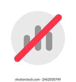 Vector editable sin icono de señal. Negro, estilo de línea, fondo blanco transparente. Parte de una gran familia de iconos. Perfecto para interfaces de Web y App, presentaciones, infografías, etc