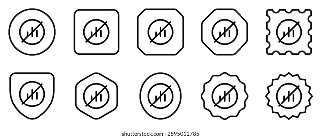 Editable vector no signal icon. Black, line style, transparent white background. Part of a big icon set family. Perfect for web and app interfaces, presentations, infographics, etc