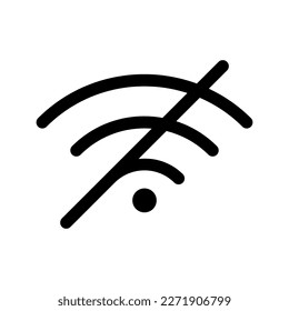 Editable vector no wifi access signal icon. Black, line style, transparent white background. Part of a big icon set family. Perfect for web and app interfaces, presentations, infographics, etc