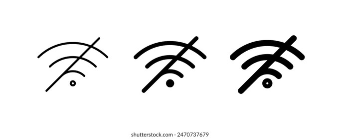 Editable vector no wifi access signal icon. Black, line style, transparent white background. Part of a big icon set family. Perfect for web and app interfaces, presentations, infographics, etc