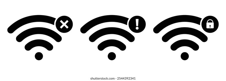 Editable vector no wifi access signal icon. Black, line style, transparent white background. Part of a big icon set family. Perfect for web and app interfaces, presentations, infographics. - Powered by Shutterstock - Get 15% off with code: PIKWIZARD15