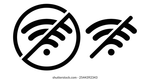 Editable vector no wifi access signal icon. Black, line style, transparent white background. Part of a big icon set family. Perfect for web and app interfaces, presentations, infographics.