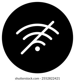 Vetor editável sem ícone de sinal de acesso Wi-Fi. Preto, estilo de linha, fundo branco transparente. Parte de uma grande família de conjuntos de ícones. Perfeito para interfaces web e app, apresentações, infográficos, etc