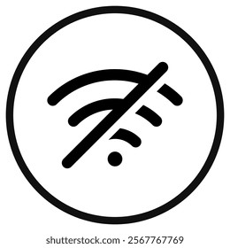 Editable vector no wifi access signal icon. Black, line style, transparent white background. Part of a big icon set family. Perfect for web and app interfaces, presentations, infographics, etc
