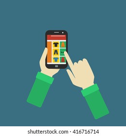 Editable Vector of Online Shopping with Smartphone Illustration in Flat Style as Additional Element for Marketing Purposes