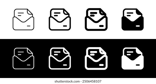 Editable vector open mail letter icon. Black, line style, transparent white background. Part of a big icon set family. Perfect for web and app interfaces, presentations, infographics, etc