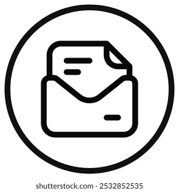 Editable vector open mail letter icon. Black, line style, transparent white background. Part of a big icon set family. Perfect for web and app interfaces, presentations, infographics, etc