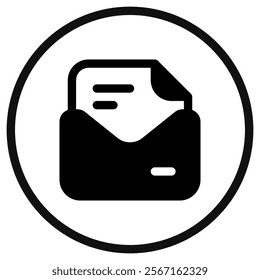 Editable vector open mail letter icon. Black, line style, transparent white background. Part of a big icon set family. Perfect for web and app interfaces, presentations, infographics, etc
