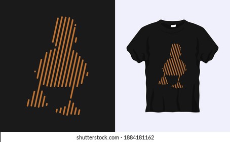 Editable vector outline image of duckling front view with brown stripes isolated on black background. Vector T-shirt silhouette. Front side. Line art t-shirt design. Editable stroke.
