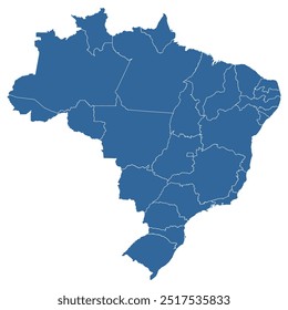 Editable vector outline map of Brazil divided into federative units