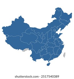 Editable vector outline map of China divided into provinces