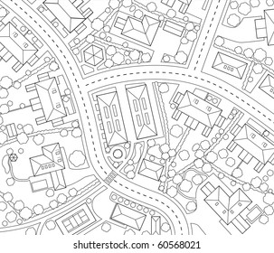 Editable vector outline map of a generic residential area