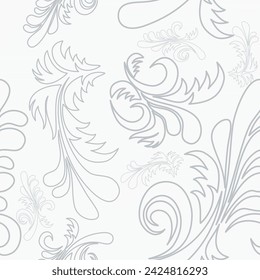 Editable Vector of Outline Style Gray Abstract Floral Element Illustration Seamless Pattern for Creating Background and Decorative Element