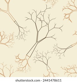 Editable Vector of Outline Style Leafless Tree Illustration Seamless Pattern for Creating Background of Autumn Seasonal Themed Project or Earth Day Campaign and Green Life Environment