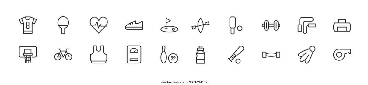 Editable vector pack of activity line icons. Trendy stroke signs for website, apps and UI. Premium set of activity thin line icons.