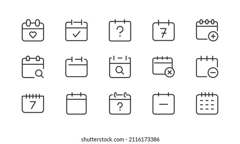 Editable vector pack of appointment line icons. Trendy stroke signs for website, apps and UI. Premium set of appointment thin line icons.