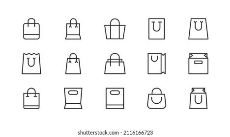 Editable vector pack of bag  line icons. Trendy stroke signs for website, apps and UI. Premium set of bag  thin line icons.