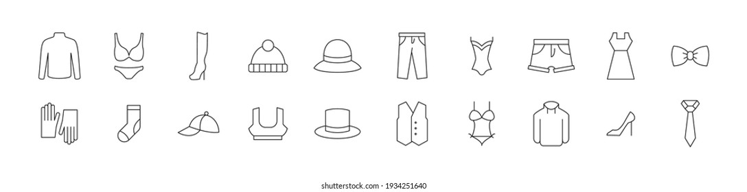 Editable vector pack of fashion line icons. Trendy stroke signs for website, apps and UI. Premium set of fashion thin line icons.